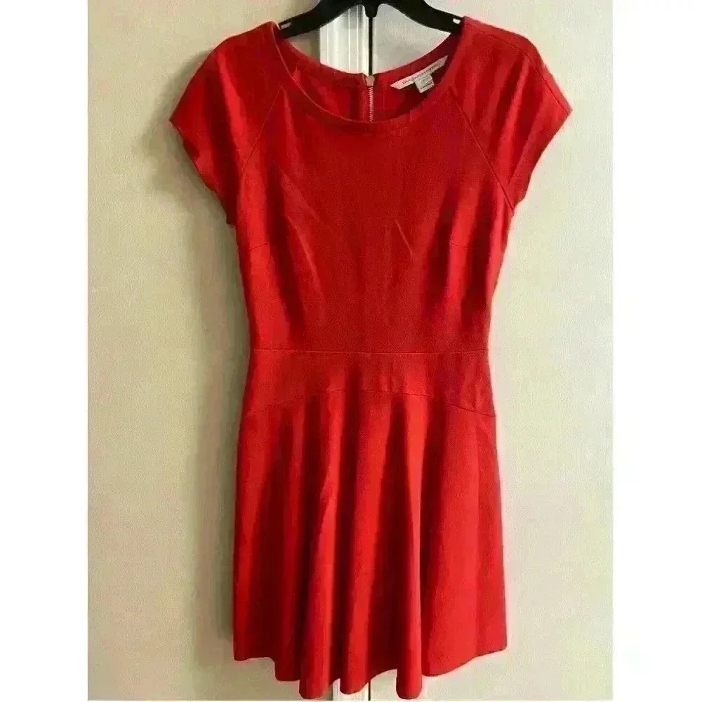 Diane Von Furstenberg Red A-Line Dress Size 6